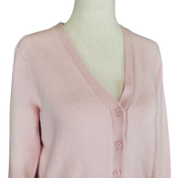Lord & Taylor Extra Fine Merino Wool Cardigan Light Pink - Size Large - Picture 5 of 7